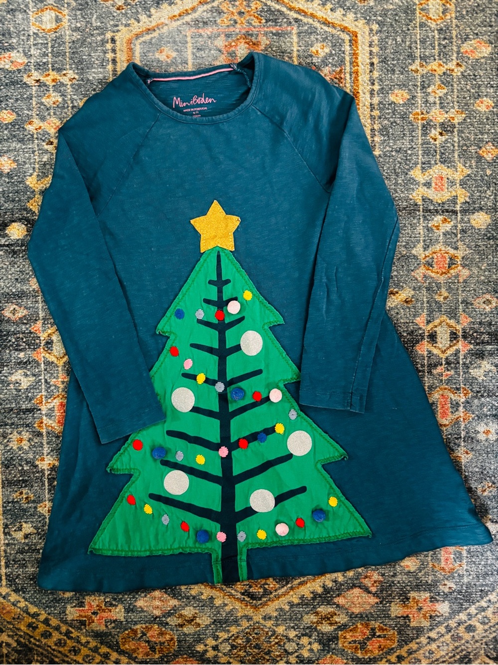 Mini Boden Christmas Tree Dress size 6/7